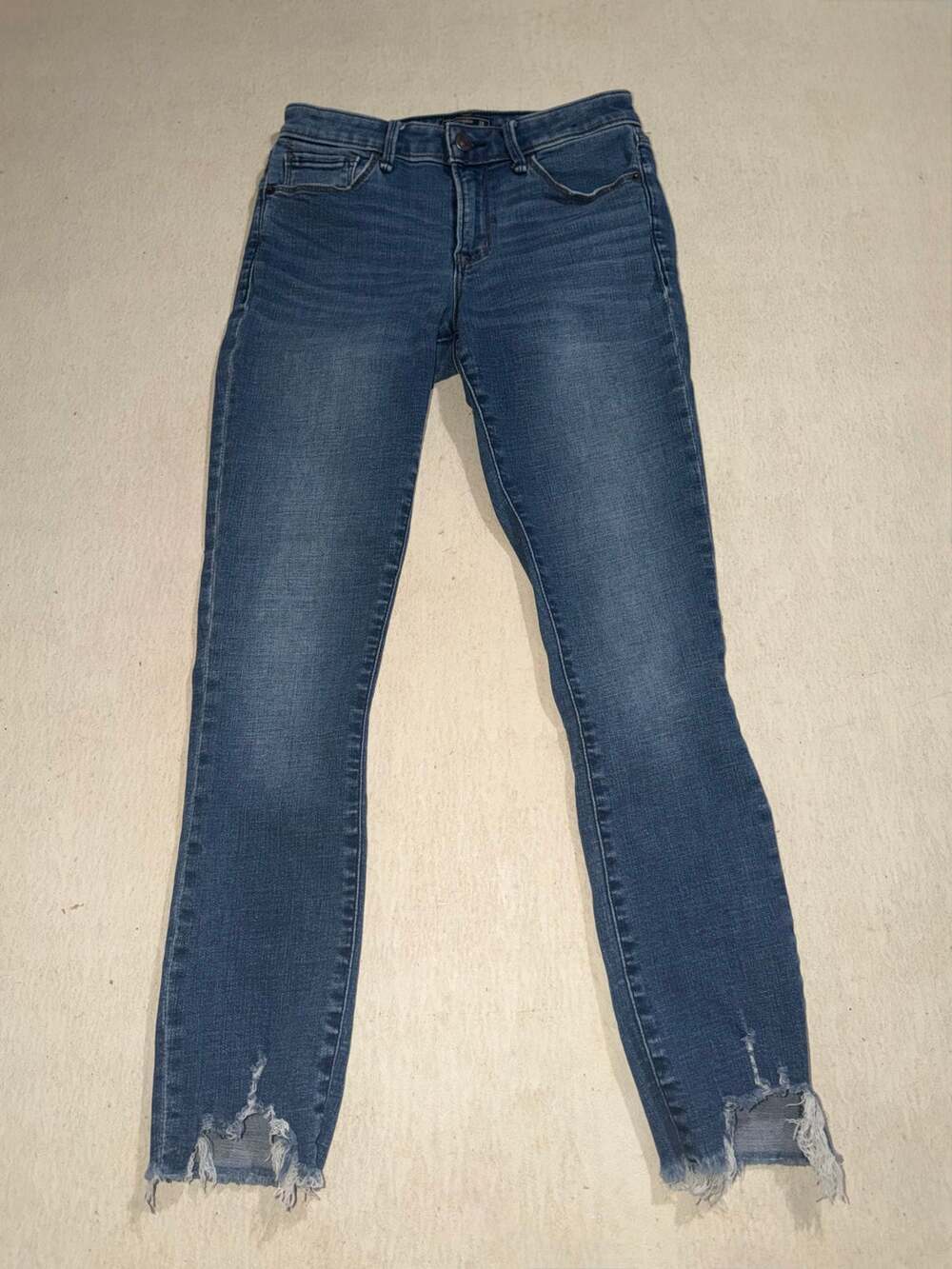 Abercrombie & fitch women’s mid rise super skinny ankle blue jeans